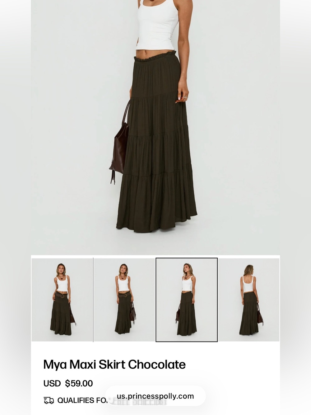 Tiered Maxi Skirt in Chocolate